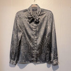 Vintage hoberdashery Paisley blouse‎ size 10 sateen